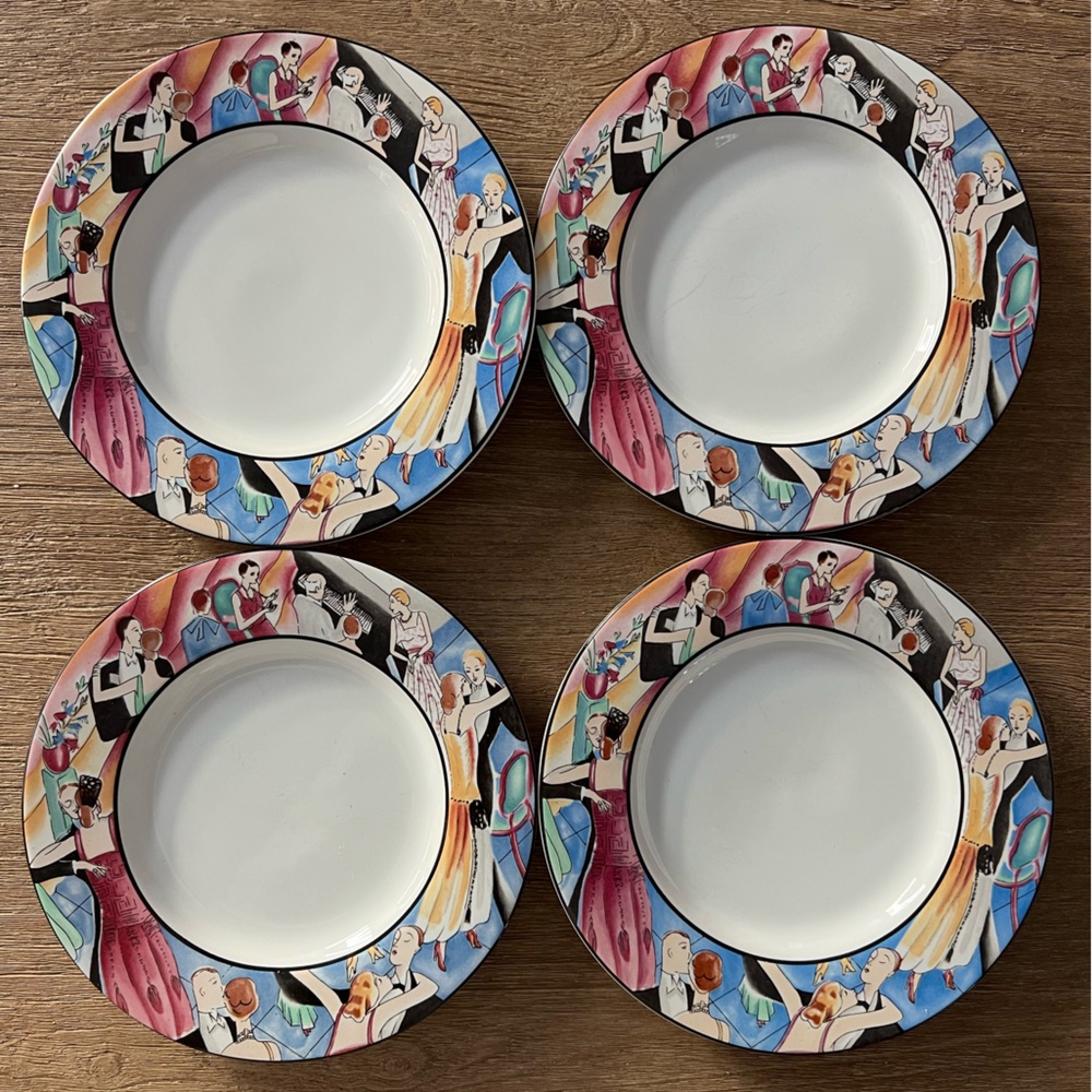Vintage 1993 Sakura “Tango” by Sue Zipkin Art Deco Dessert/Bread Plates Set of 4